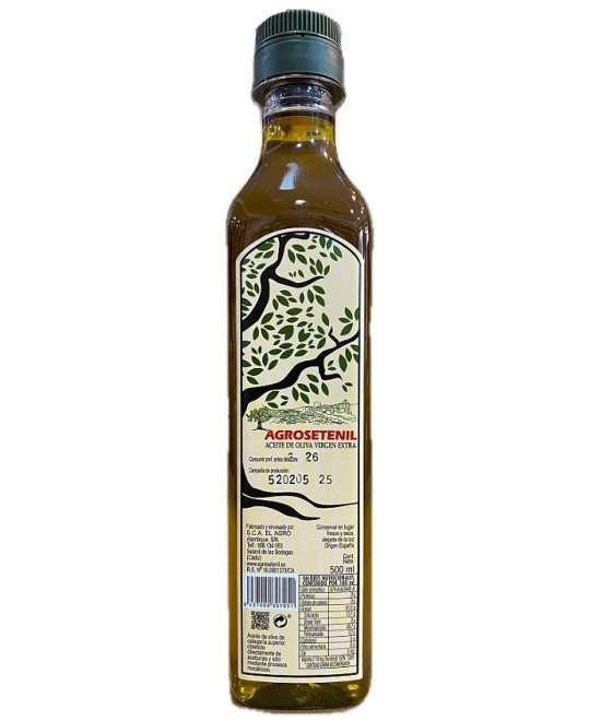 ACEITE DE OLIVA VIRGEN EXTRA 500 ML BOTELLA PLÁSTICO AGROSETENIL – CALIDAD DE CÁDIZ