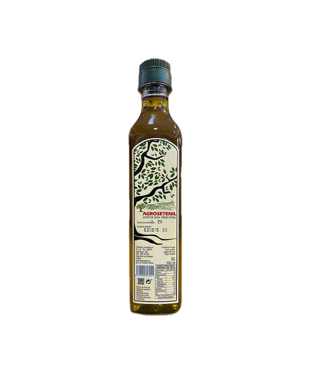 ACEITE DE OLIVA VIRGEN EXTRA 500 ML BOTELLA PLÁSTICO AGROSETENIL – CALIDAD DE CÁDIZ
