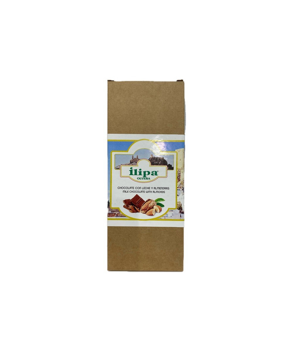 CHOCOLATE CON LECHE Y ALMENDRAS ILIPA 110 G – ARTESANAL DE OLVERA (CÁDIZ)