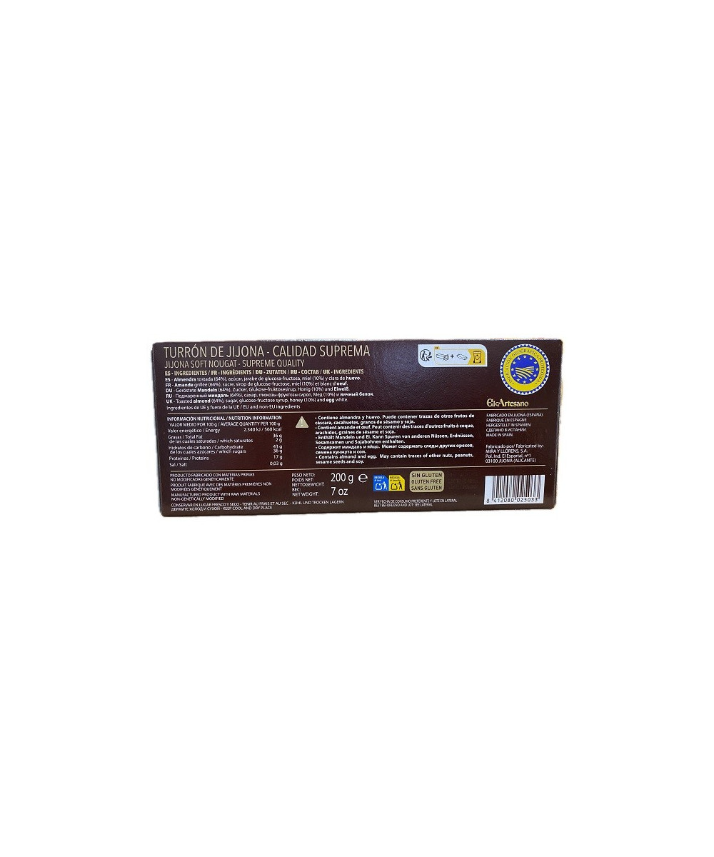 TURRÓN DE JIJONA EL ARTESANO 200G CALIDAD SUPREMA