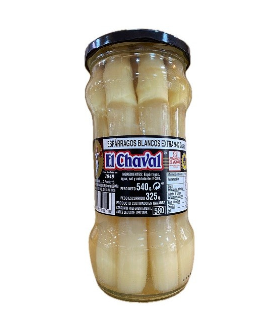 ESPÁRRAGOS BLANCOS EXTRA 9-12 UNIDADES 540G CONSERVAS EL CHAVAL NAVARR