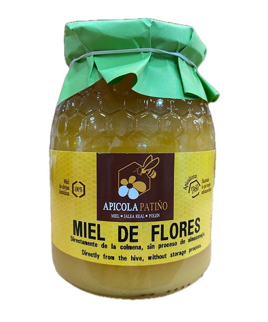 MIEL DE COLMENA APÍCOLA PATIÑO 1 KG – MIEL CRUDA ARTESANAL EN TARRO DE CRISTAL