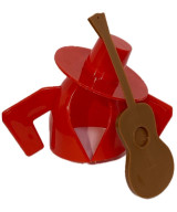 VESTIDURA OFICIAL TÍO PEPE 75 CL – CHALECO Y SOMBRERO ROJO + GUITARRA MARRÓN
