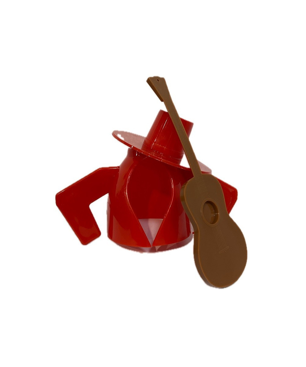 VESTIDURA OFICIAL TÍO PEPE 75 CL – CHALECO Y SOMBRERO ROJO + GUITARRA MARRÓN