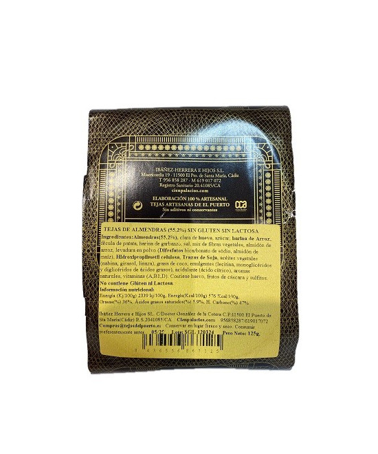 TEJAS DE ALMENDRAS SIN GLUTEN Y SIN LACTOSA 125 G – EL PUERTO DE SANTA MARÍA