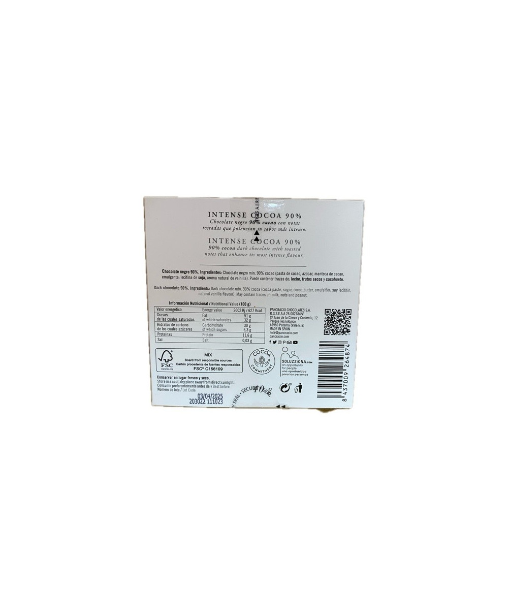 CHOCOLATE ARTESANO 90% INTENSE COCOA 40g PANCRACIO