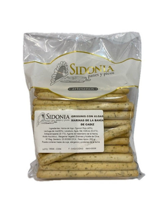GRISSINIS ARTESANALES CON ALGAS MARINAS 200 G – SABOR ÚNICO DE LA BAHÍA DE CÁDIZ