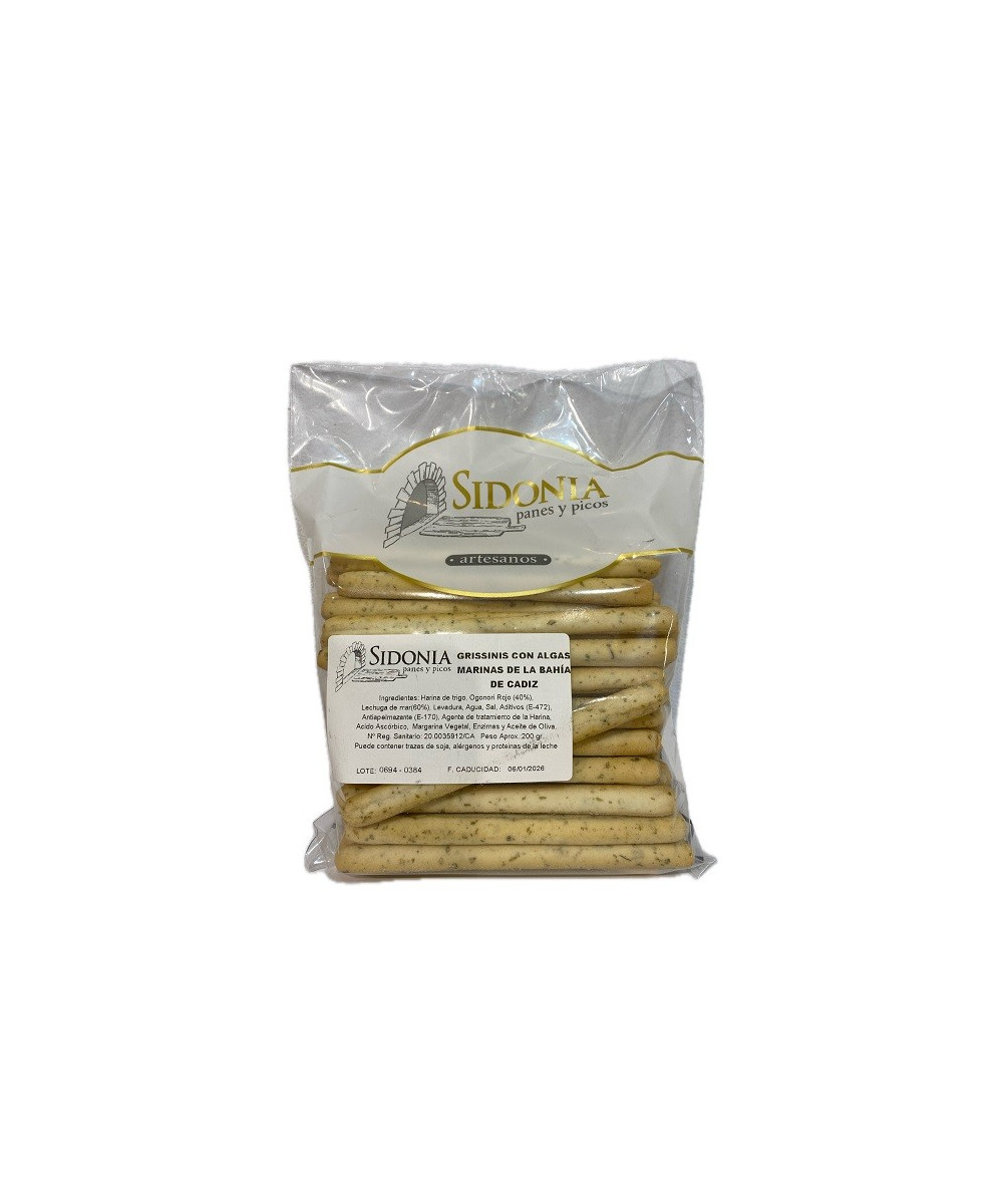 GRISSINIS ARTESANALES CON ALGAS MARINAS 200 G – SABOR ÚNICO DE LA BAHÍA DE CÁDIZ