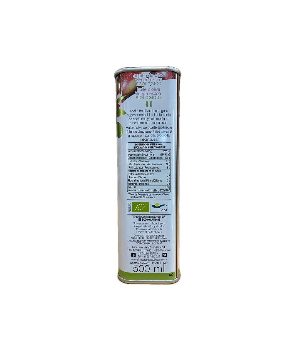 ACEITE DE OLIVA VIRGEN EXTRA ECOLÓGICO 500ML ALMAOLIVA BIO EN LATA