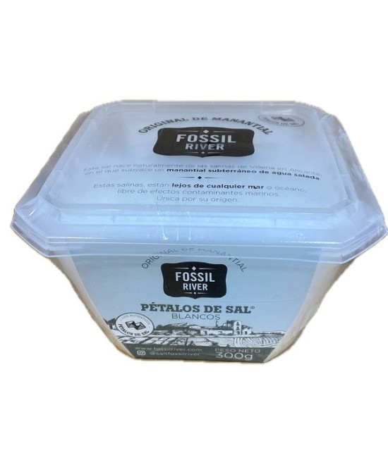 PÉTALOS DE SAL BLANCOS FOSSIL RIVER 300 G – SAL GOURMET PREMIUM DE TEXTURA CRUJIENTE