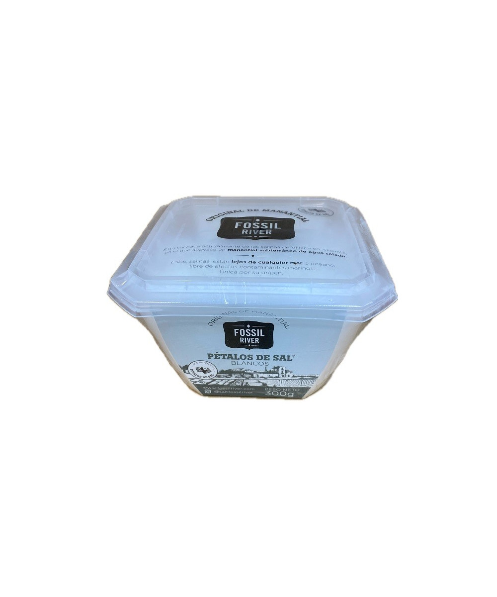 PÉTALOS DE SAL BLANCOS FOSSIL RIVER 300 G – SAL GOURMET PREMIUM DE TEXTURA CRUJIENTE