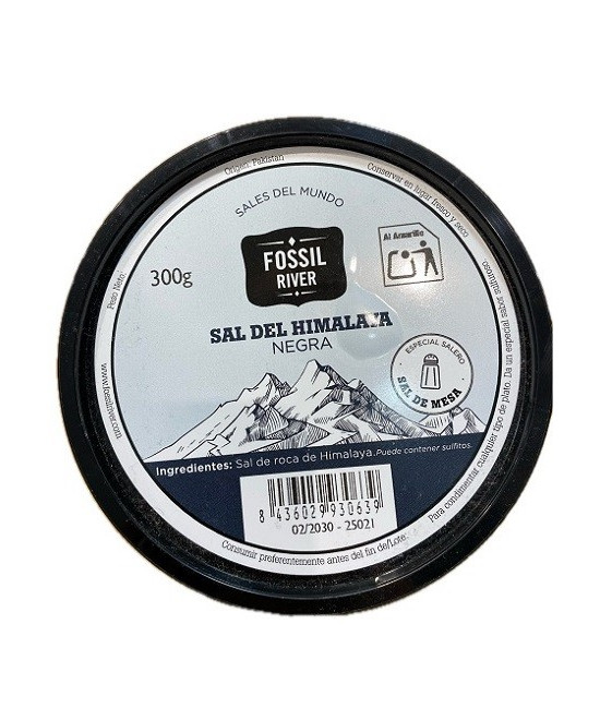 SAL NEGRA FOSSIL RIVER 300 G – SAL GOURMET PREMIUM CON CARBÓN ACTIVO Y