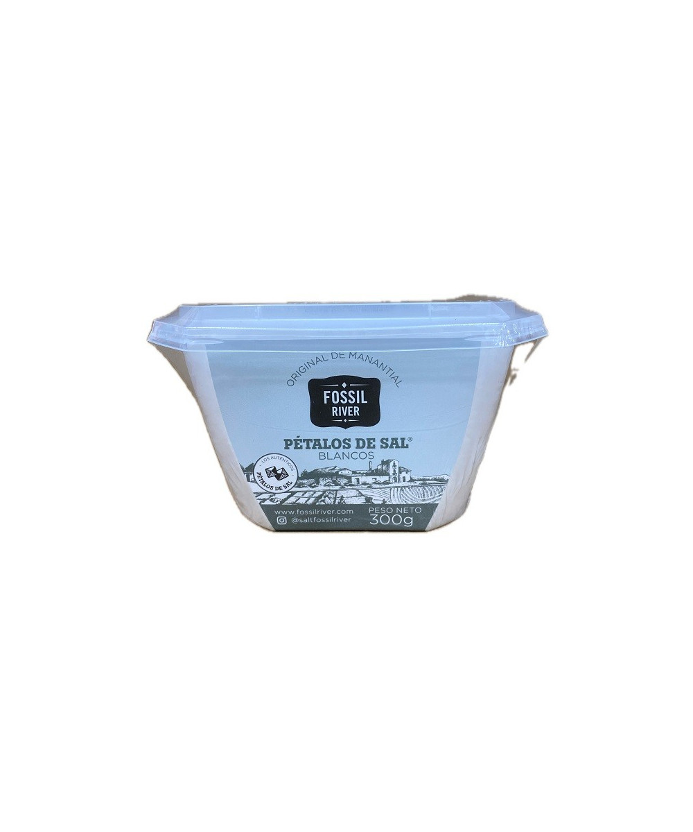 PÉTALOS DE SAL BLANCOS FOSSIL RIVER 300 G – SAL GOURMET PREMIUM DE TEXTURA CRUJIENTE