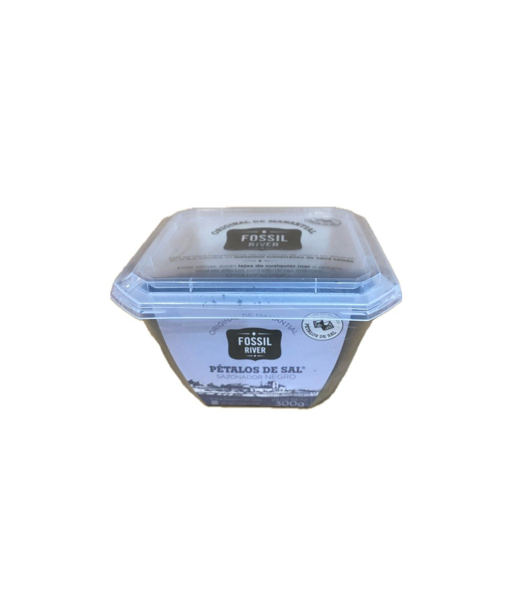 PÉTALOS DE SAL NEGROS FOSSIL RIVER 300 G – SAZONADOR GOURMET PREMIUM CON CARBÓN ACTIVO