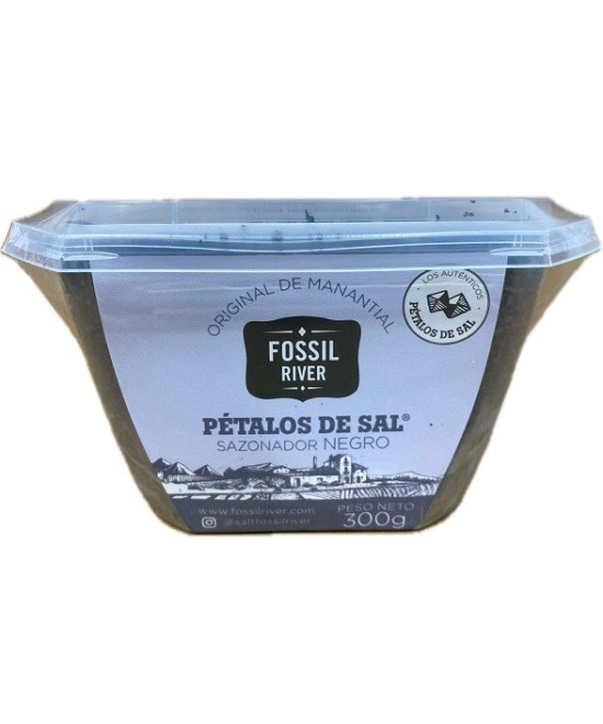 PÉTALOS DE SAL NEGROS FOSSIL RIVER 300 G – SAZONADOR GOURMET PREMIUM CON CARBÓN ACTIVO
