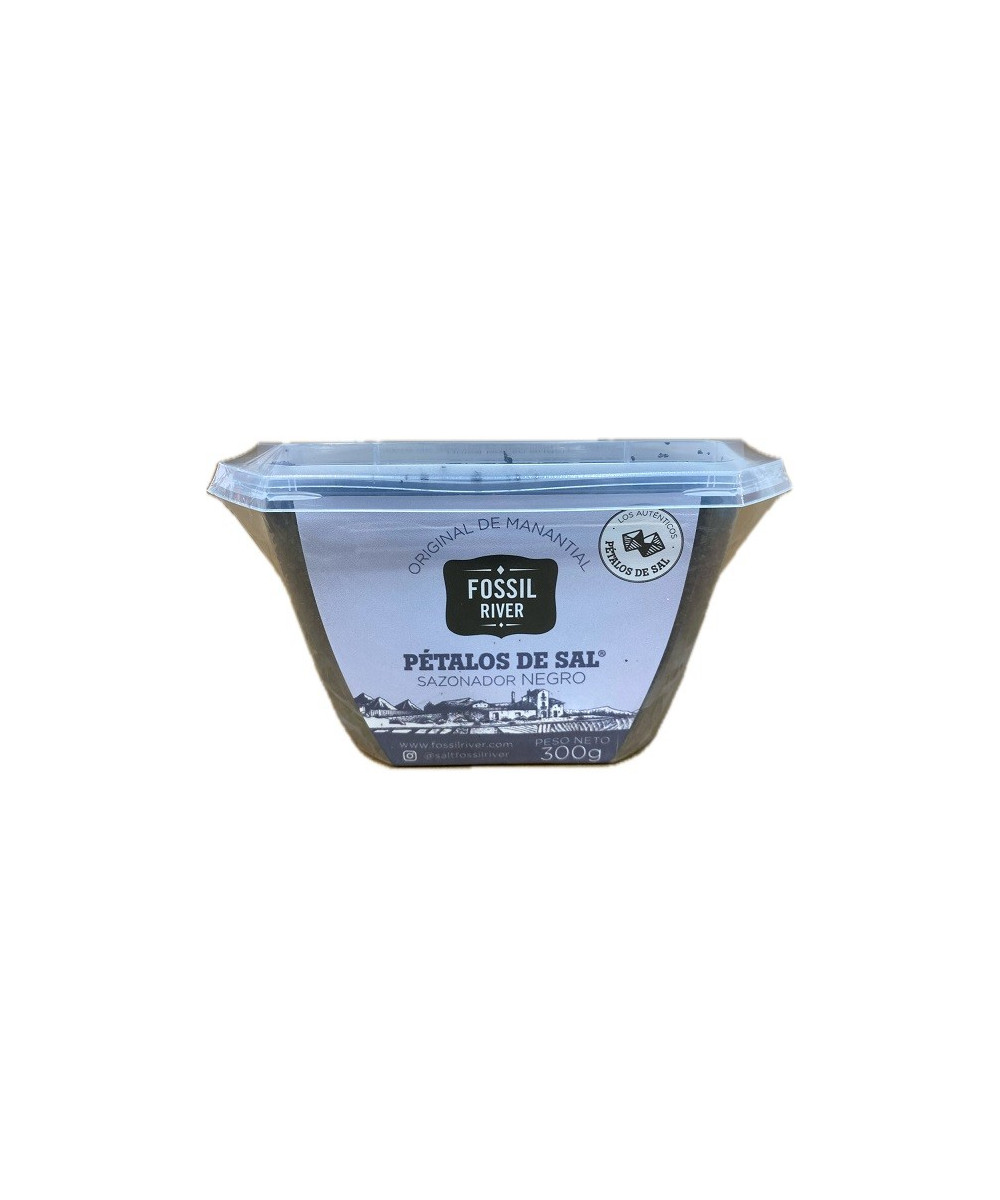 PÉTALOS DE SAL NEGROS FOSSIL RIVER 300 G – SAZONADOR GOURMET PREMIUM CON CARBÓN ACTIVO