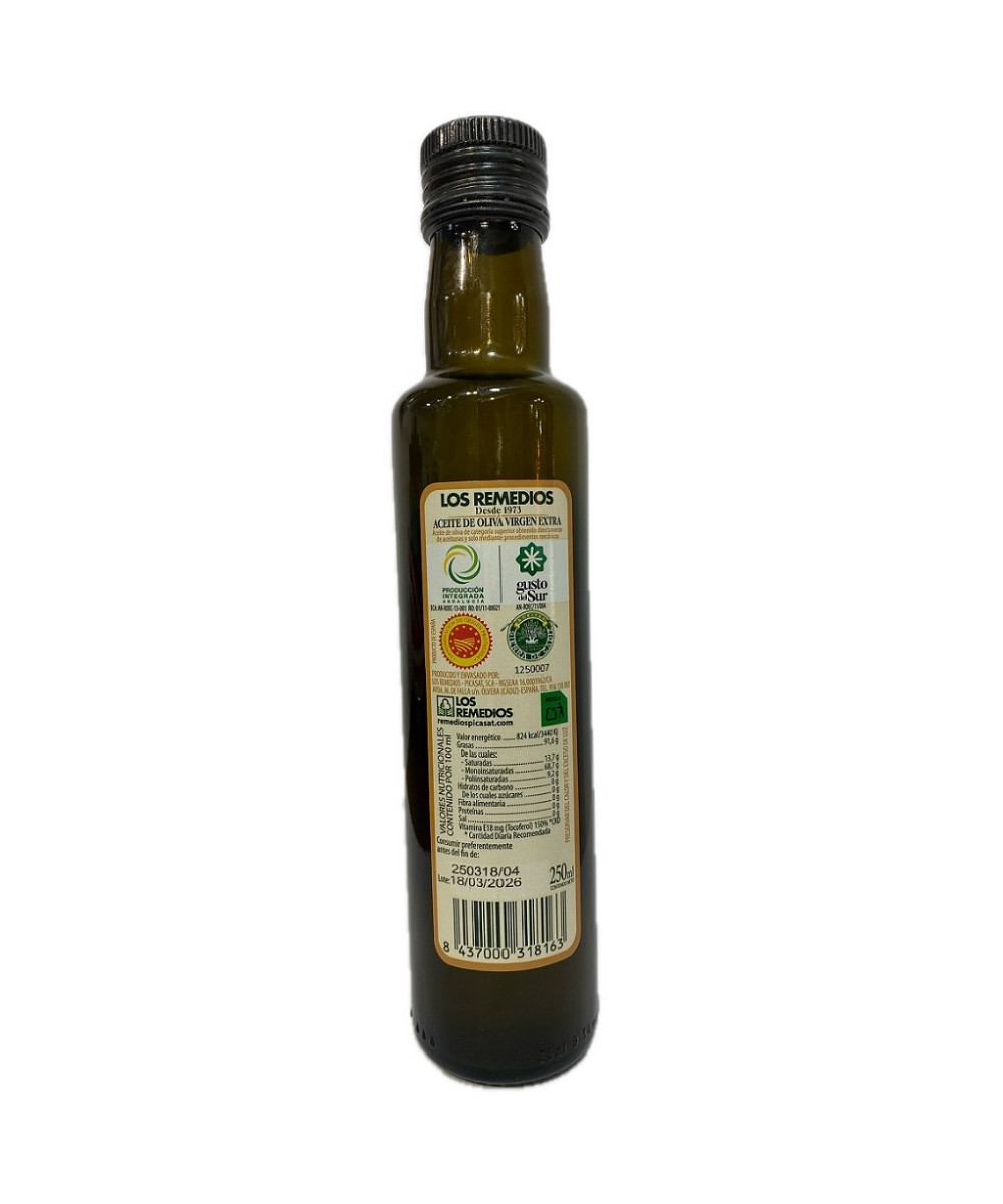 ACEITE DE OLIVA VIRGEN EXTRA LOS REMEDIOS 250 ML – AOVE DE LA SIERRA DE CÁDIZ, RECOLECCIÓN TEMPRANA