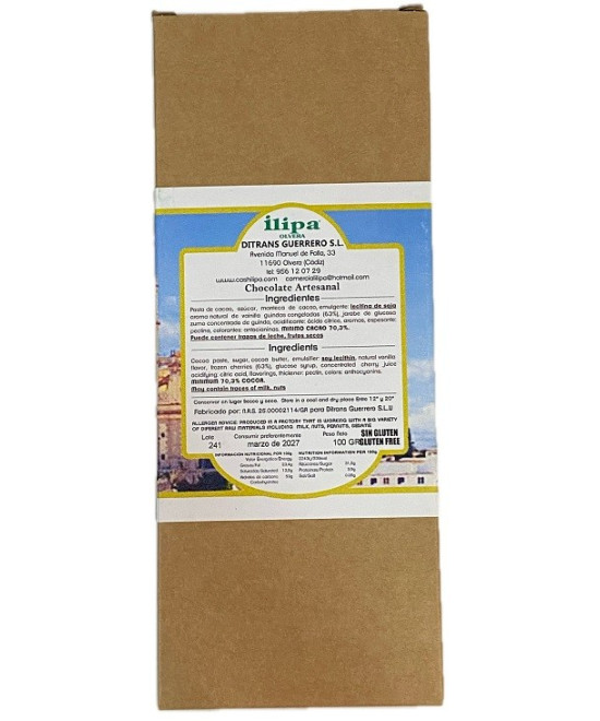 CHOCOLATE NEGRO 70% CON CEREZAS ILIPA 100 G – OLVERA