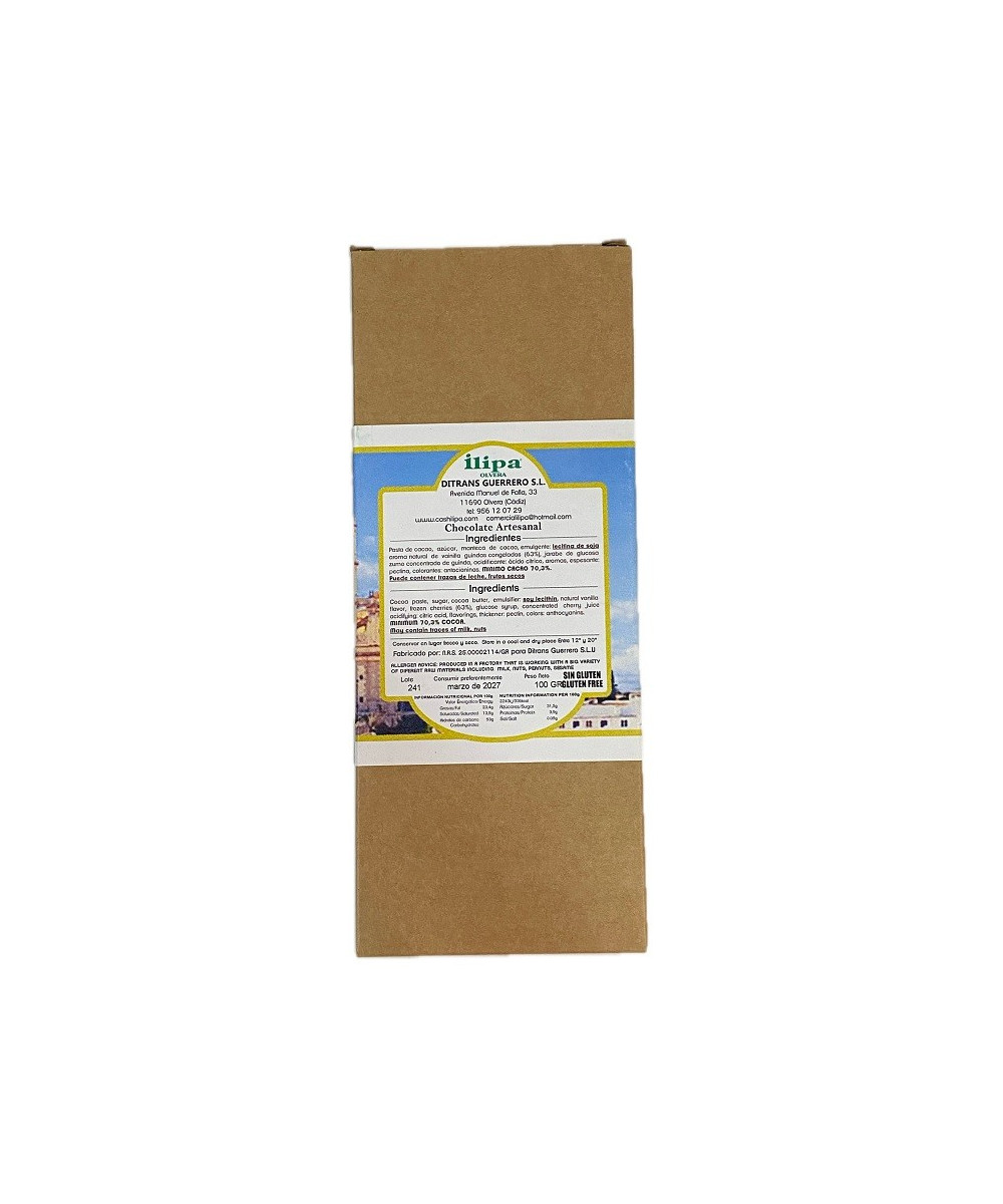 CHOCOLATE NEGRO 70% CON CEREZAS ILIPA 100 G – OLVERA