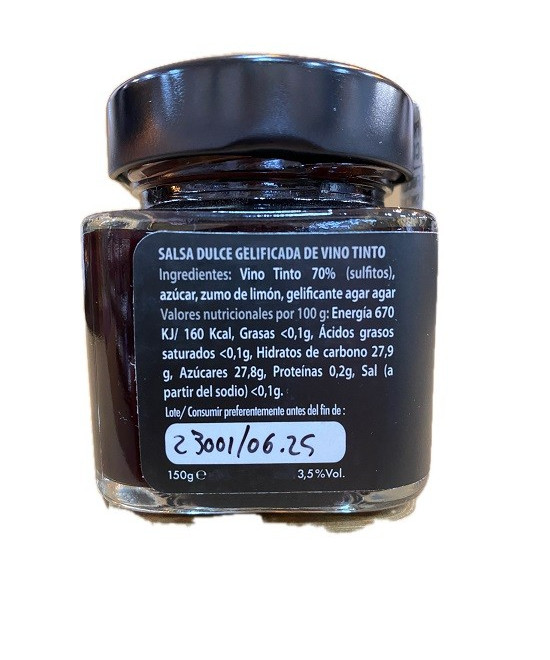 SALSA DULCE GELIFICADA DE VINO TINTO 150 gr. EL TESORILLO
