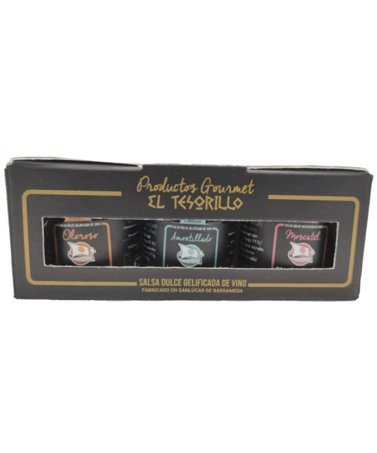 PACK DE 3 MERMELADAS DE 40g. Amontillado, Oloroso y MoscatelL. EL TESORIILLO