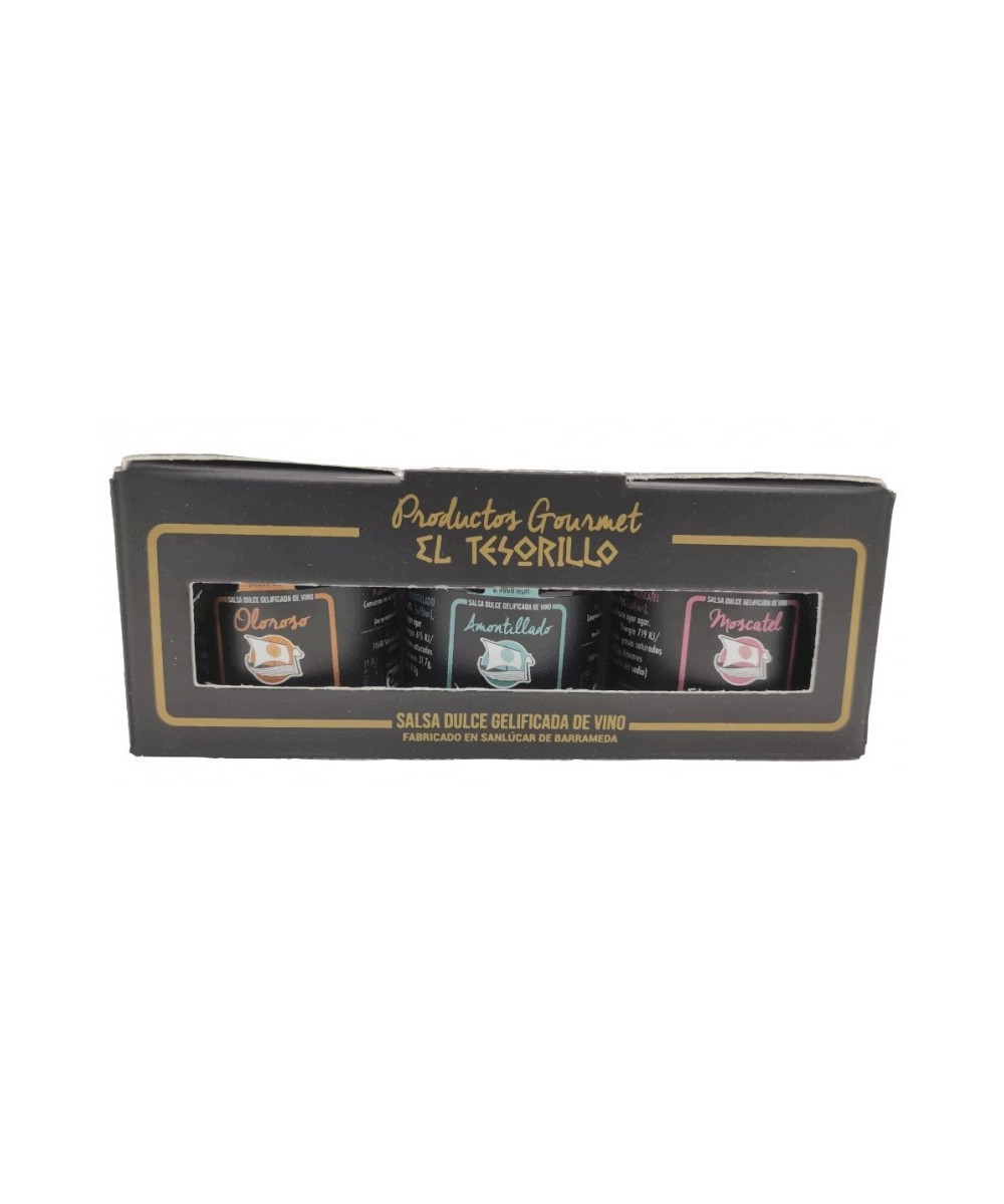 PACK DE 3 MERMELADAS DE 40g. Amontillado, Oloroso y MoscatelL. EL TESORIILLO