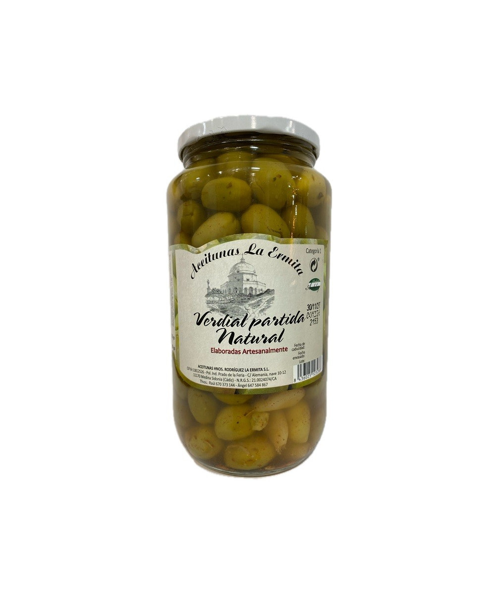 ACEITUNAS VERDIAL PARTIDA NATURAL LA ERMITA 1.350 G – GOURMET DE CÁDIZ