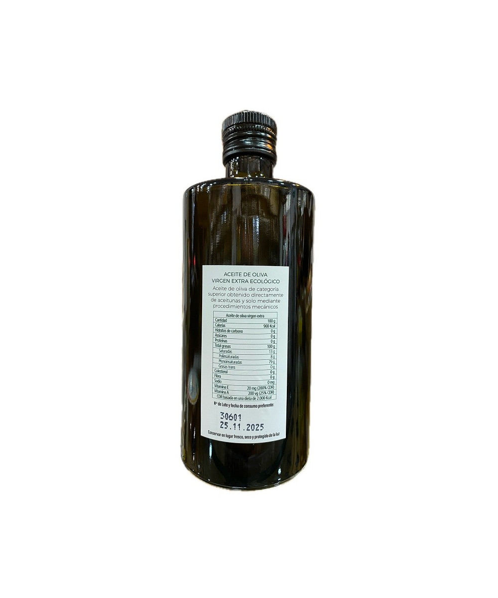 ACEITE DE OLIVA VIRGEN EXTRA BOTELLA 500 ml VARIEDAD PICUAL PRODUCCIÓN ECOLÓGICA EL LENTISQUIILLO