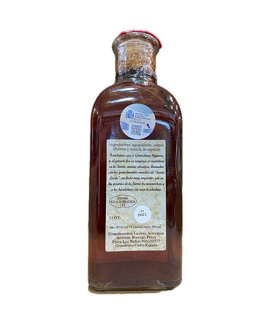 LICOR DE CEREZAS SILVESTRE FRASCA 500 ml. GRAZALEMEÑOS LICORES ARTESANOS