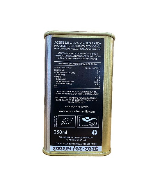 LATA 250 ml AOVE PICUAL ECO OLIVAR EL HERRERILLO MEDINA SIDONIA CÁDIZ 