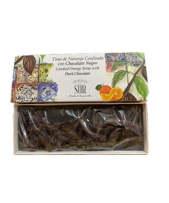TIRAS DE NARANJA CONFITADA CON CHOCOLATE NEGRO 150 gr