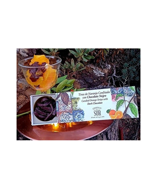 TIRAS DE NARANJA CONFITADA CON CHOCOLATE NEGRO 150 gr
