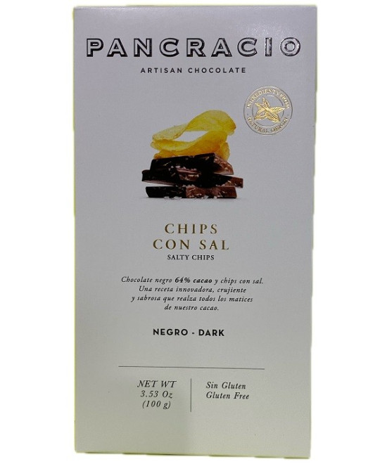 TABLETA CHOCOLATE NEGRO 64% CHIPS CON SAL PANCRACIO 100G – GOURMET ARTESANAL