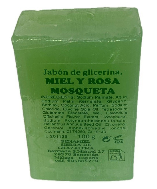 JABÓN DE GLICERINA MIEL Y ROSA MOSQUETA BENAMIEL 100G – SIERRA DE GRAZALEMA