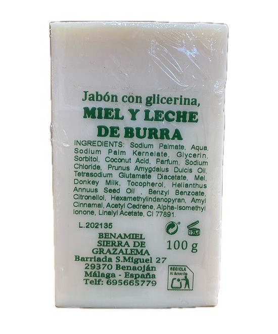 JABÓN CON GLICERINA, MIEL Y LECHE DE BURRA BENAMIEL 100 G – SIERRA DE GRAZALEMA
