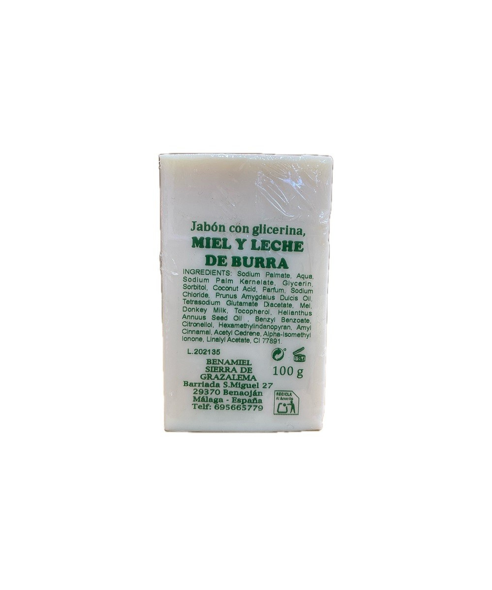 JABÓN CON GLICERINA, MIEL Y LECHE DE BURRA BENAMIEL 100 G – SIERRA DE GRAZALEMA