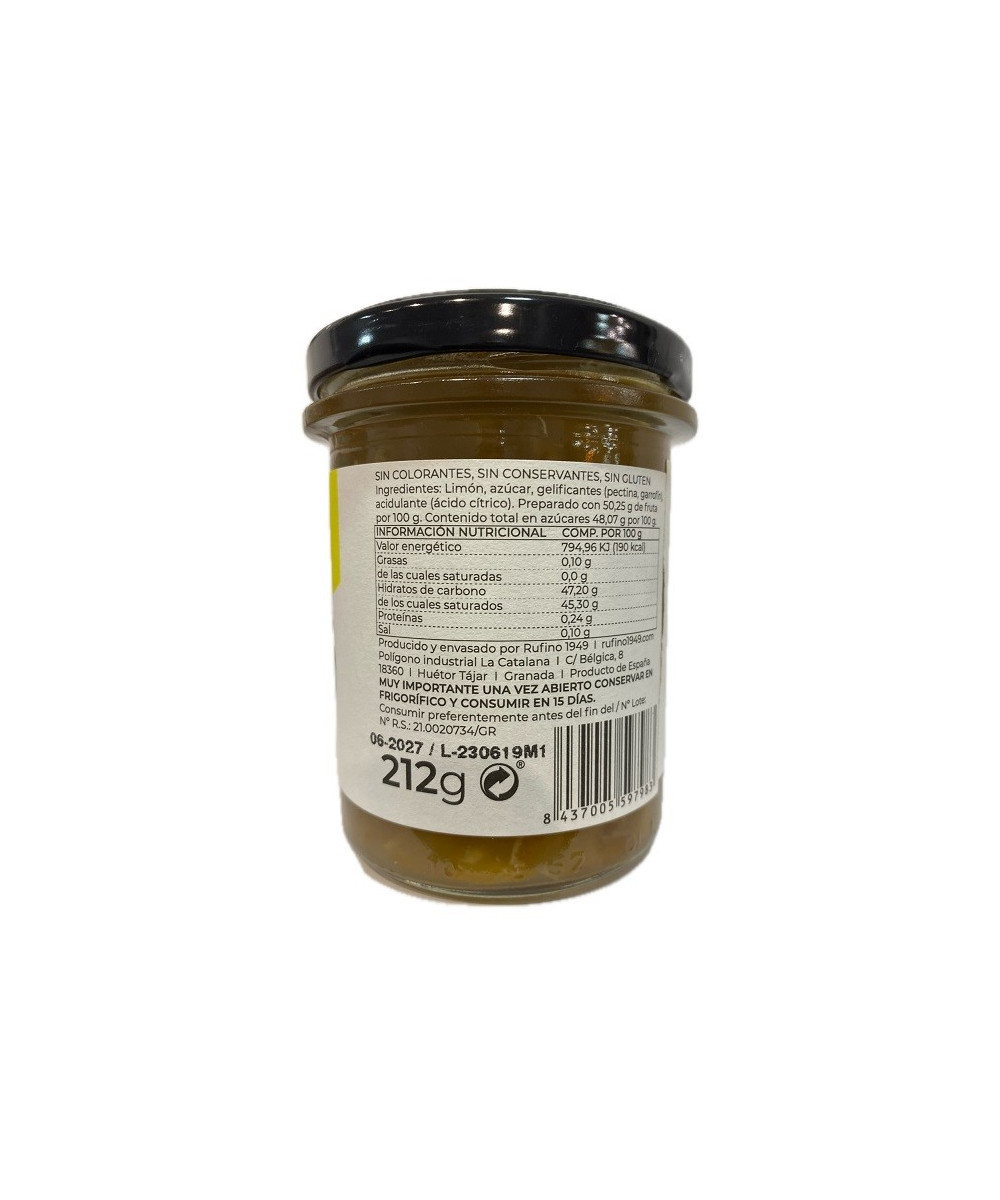 MERMELADA EXTRA DE LIMÓN RUFINO 212 G – ARTESANAL Y NATURAL DE ALPUJARRAS