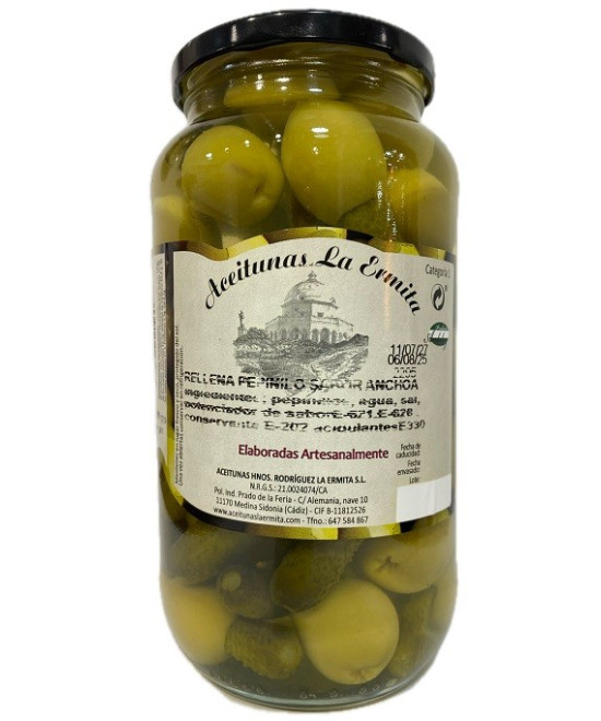 ACEITUNAS RELLENAS DE PEPINILLO SABOR ANCHOA LA ERMITA 1.400 G