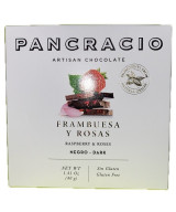MINI TABLETA CHOCOLATE NEGRO 64% FRAMBUESA Y ROSAS PANCRACIO 40G – GOURMET ESPAÑOL