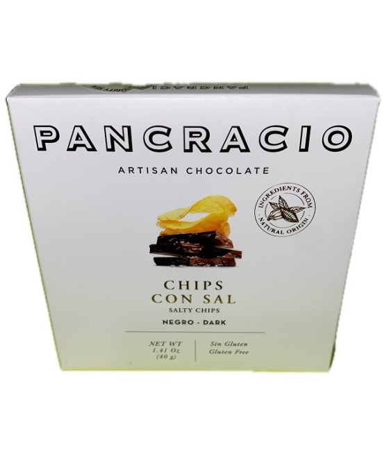 MINI TABLETA CHOCOLATE NEGRO 64% CHIPS CON SAL PANCRACIO 40G – GOURMET ESPAÑOL