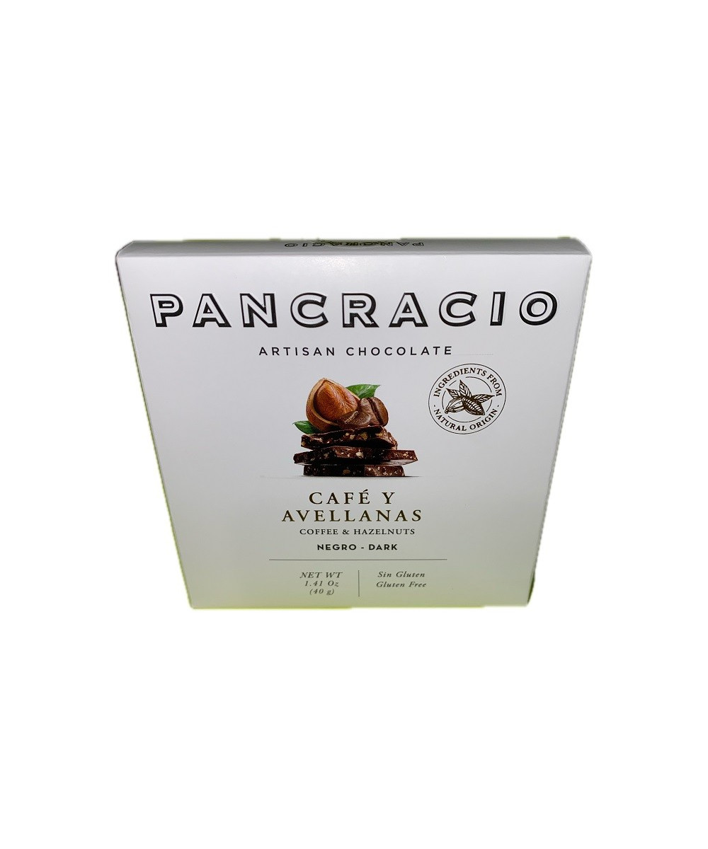 MINI TABLETA CHOCOLATE NEGRO 64% CAFÉ Y AVELLANAS PANCRACIO 40G – GOURMET ESPAÑOL