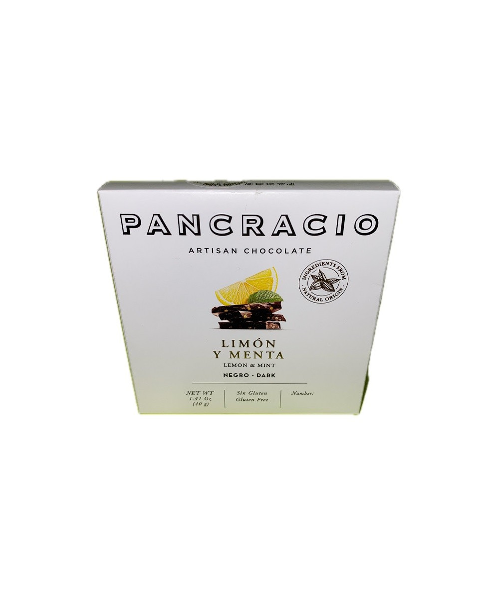 MINI TABLETA CHOCOLATE NEGRO 64% LIMÓN Y MENTA PANCRACIO 40G – GOURMET ESPAÑOL