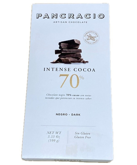 CHOCOLATE NEGRO INTENSO 70% CACAO PANCRACIO 100 G | CHOCOLATE GOURMET PREMIUM