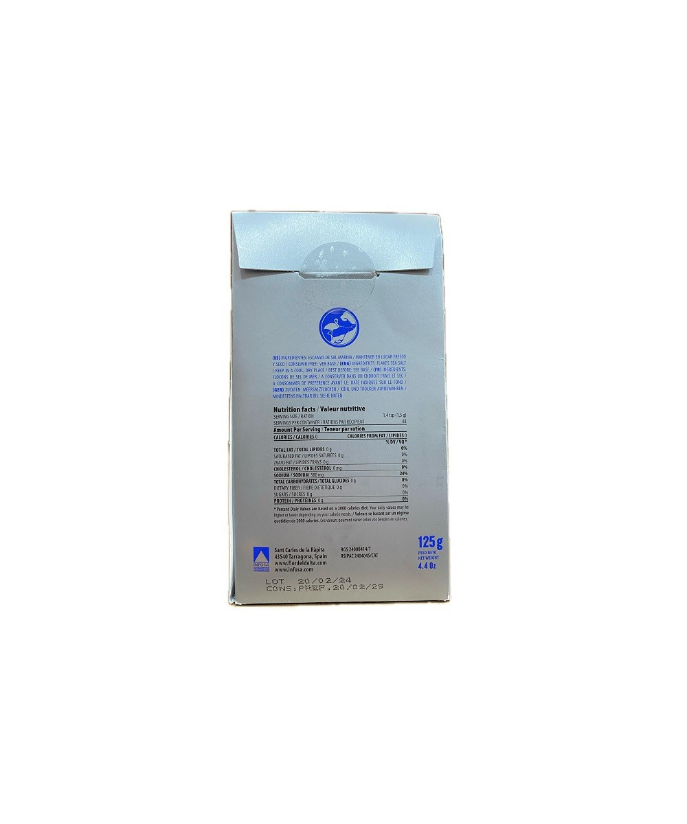SAL EN ESCAMAS NATURALES 125 G FLOR DEL DELTA – PURA SAL MARINA DEL MEDITERRÁNEO