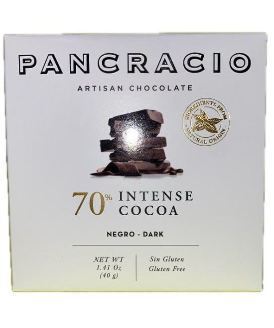 MINI TABLETA CHOCOLATE NEGRO 70% PANCRACIO 40G – GOURMET ARTESANAL DE ESPAÑA