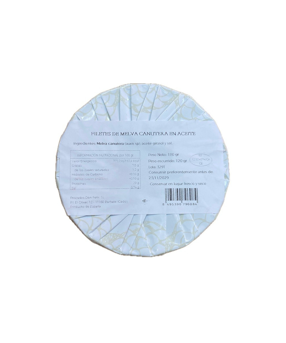 FILETES DE MELVA CANUTERA EN ACEITE DE GIRASOL 180G FELISA GOURMET