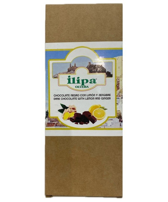 CHOCOLATE NEGRO CON LIMÓN Y JENGIBRE ILIPA 110 G – ARTESANAL DE OLVERA (CÁDIZ)