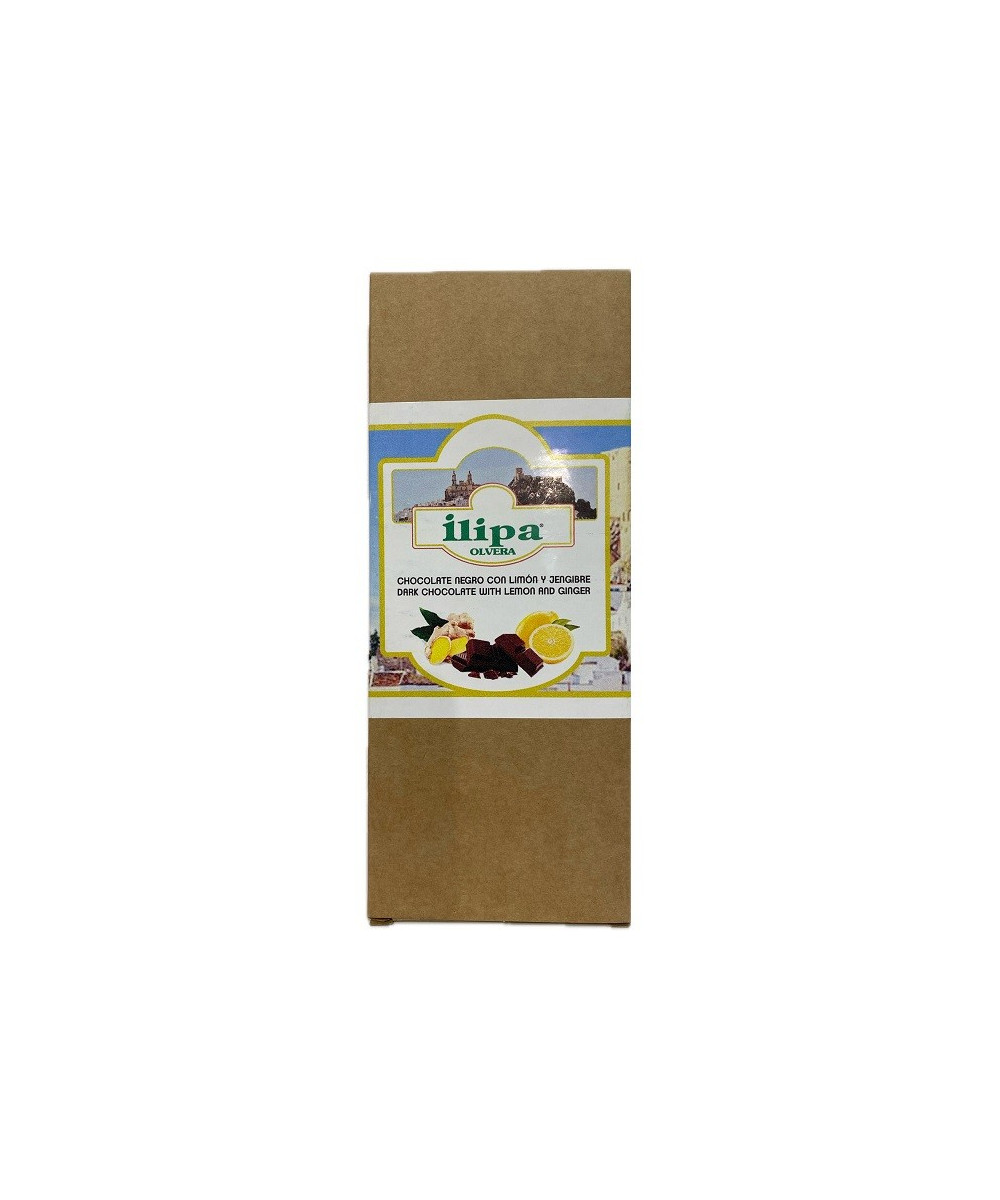 CHOCOLATE NEGRO CON LIMÓN Y JENGIBRE ILIPA 110 G – ARTESANAL DE OLVERA (CÁDIZ)