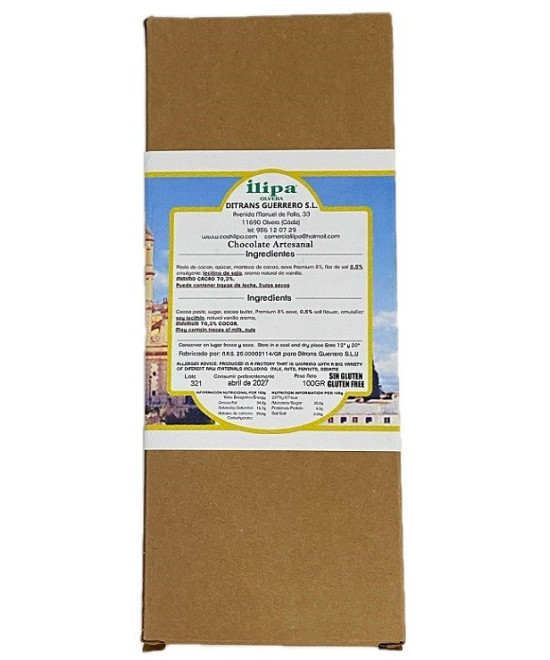 CHOCOLATE NEGRO 70% CON AOVE Y FLOR DE SAL ILIPA 100 G – OLVERA