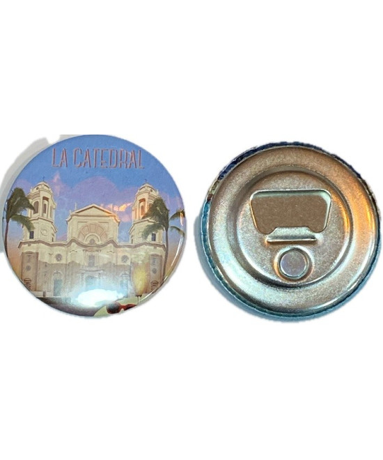IMÁN REDONDO CATEDRAL DE CÁDIZ 5,8CM – METAL ABRIDOR